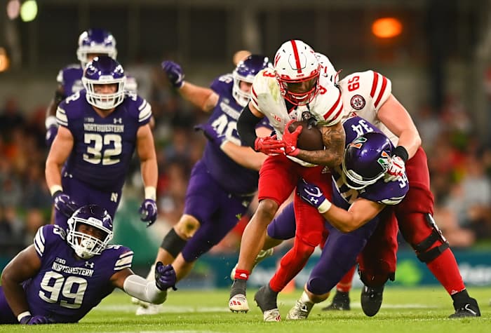 Xander Mueller and Trey Palmer 2022 Nebraska vs Northwestern football  USATSI_18938938